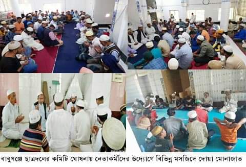 বাবুগঞ্জে ছাত্রদলের কমিটি ঘোষনায়  নেতাকর্মীদের উদ্যোগে বিভিন্ন মসজিদে দোয়া মোনাজাত
