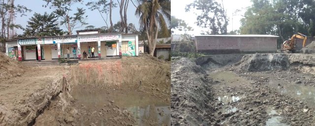 বরিশালে স্কুলের জমিতে দোকানঘর নির্মানের অভিযোগ