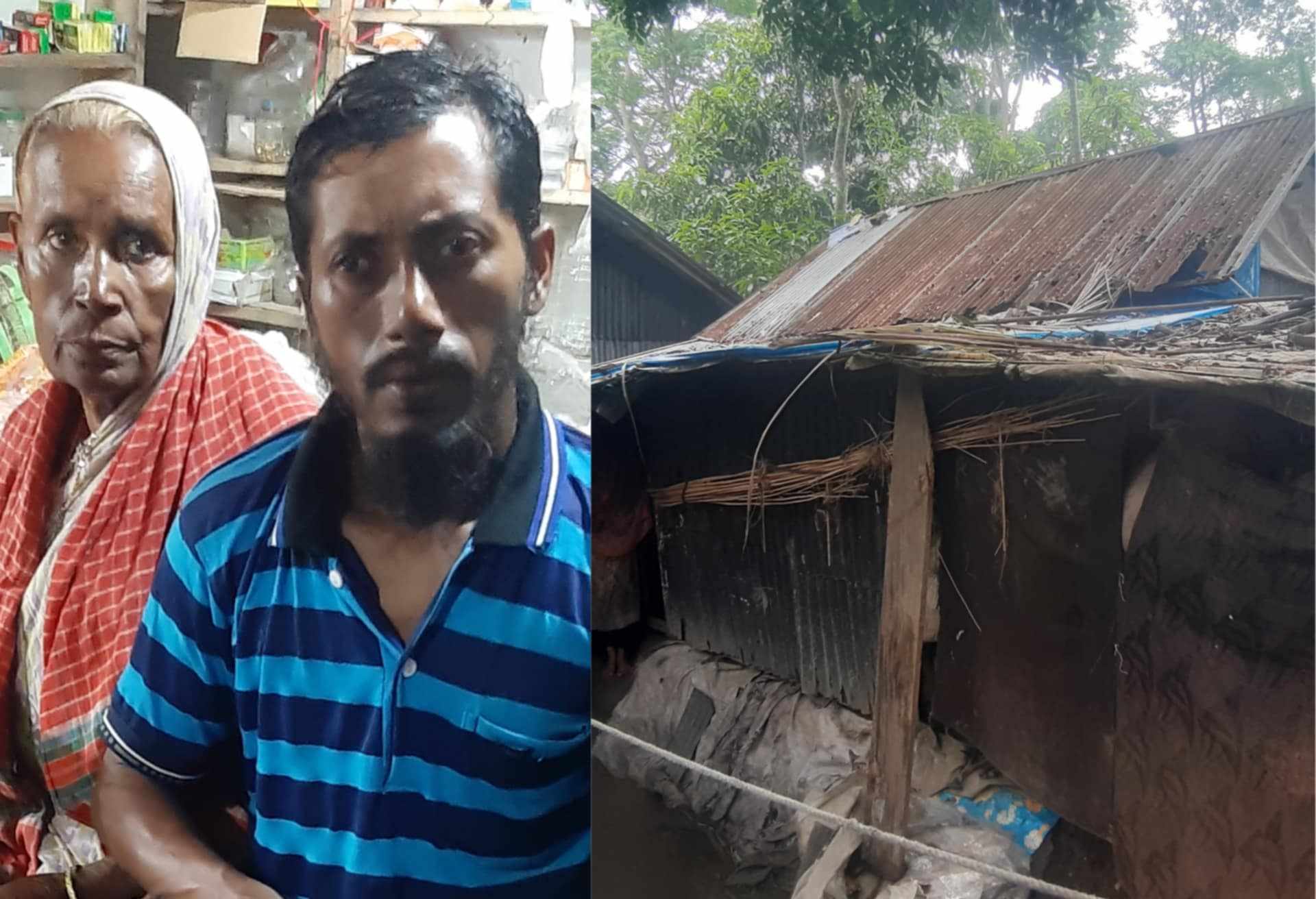 আগৈলঝাড়ার হতদরিদ্র মায়ের আকুতি-আমার ছেলের মাথার উপরে ছাউনি দেখে মরতে চাই