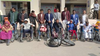 গোপালগঞ্জে হুইল চেয়ার পেয়ে আনন্দিত ১৪ প্রতিবন্ধী