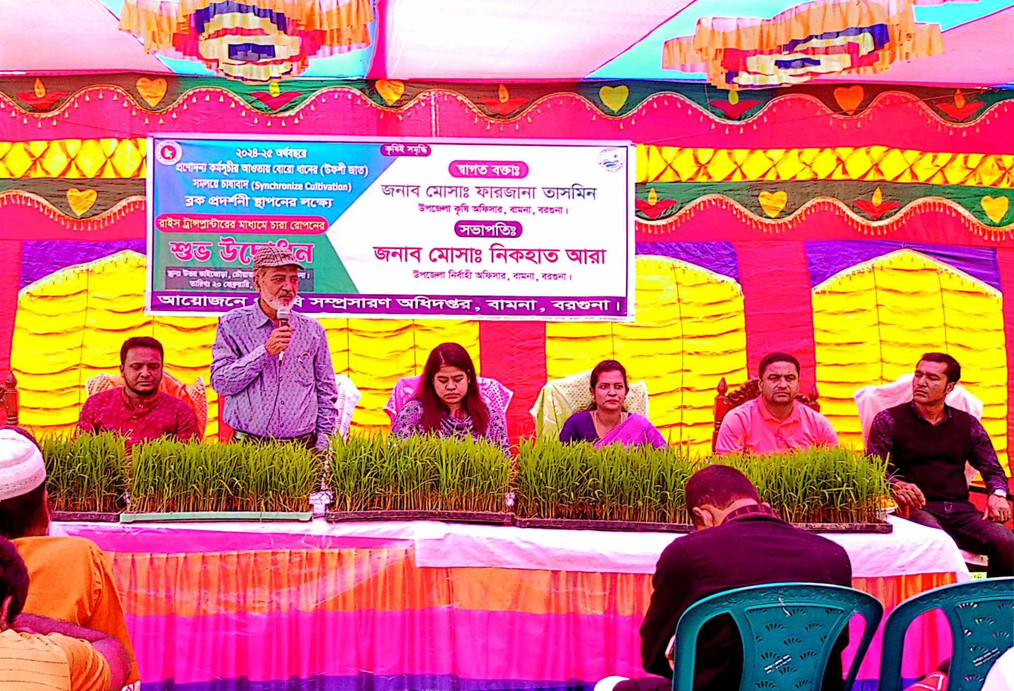 রাইস ট্রান্সপ্লান্টেরের মাধ্যমে  চারা রোপনের শুভ উদ্বোধন