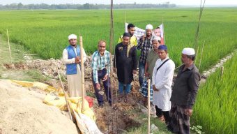 বালাগঞ্জের হাওরে নির্মিতব্য ‘কৃষক ছাউনি’র ভিত্তিপ্রস্তর স্থাপন