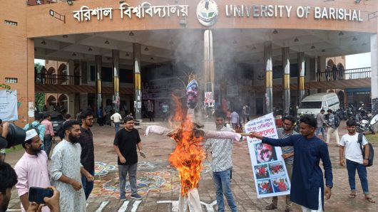 ববির রেজিস্ট্রারের অপসারণের দাবিতে বিক্ষোভ ll কক্ষ তালাবদ্ধ করে কুশপুত্তলিকা দাহ