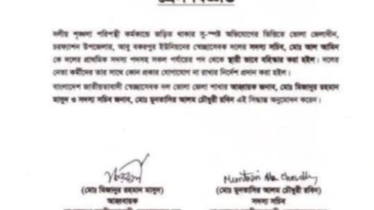 ভোলায় ব্যবসায়ীকে হত্যার ঘটনায় ইউনিয়ন স্বেচ্ছাসেবক দলের সদস্য সচিব কে বহিষ্কার